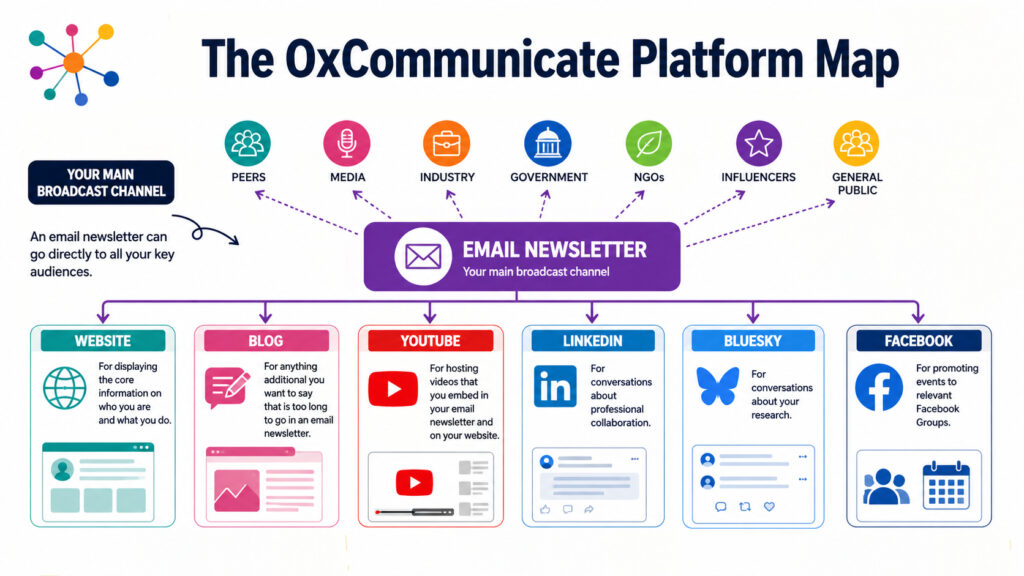 An infographic showing which platforms are best suited for which tasks.
