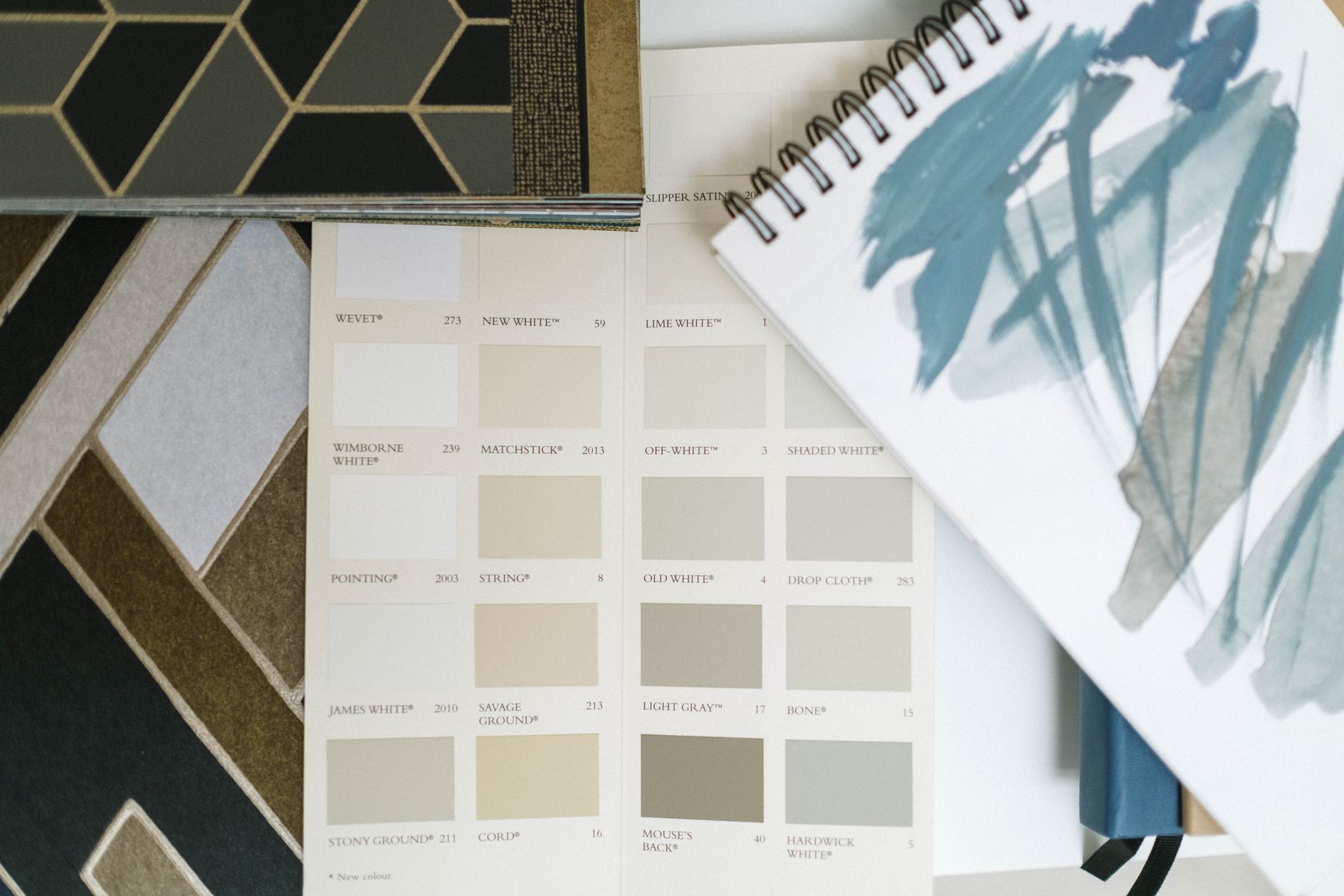 top view of color swatches