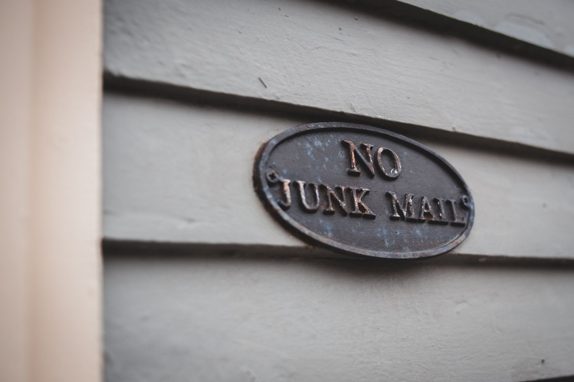 vintage metal plate on door